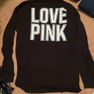 PINK Black Long sleeve campus tee